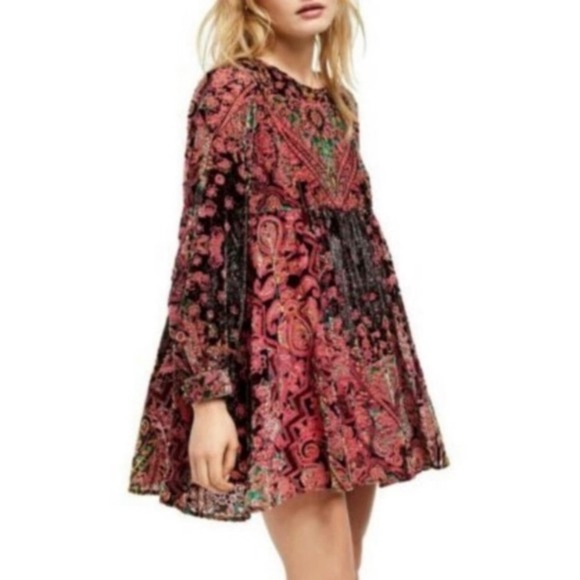 Free People Mirror Mirror Velvet Mini Dress Small - Picture 3 of 13